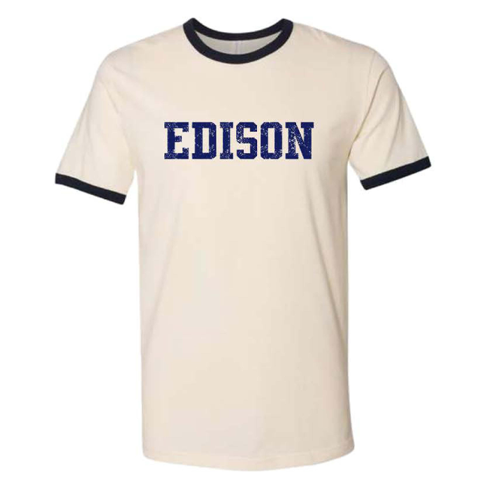 Edison Eagles Ringer Cotton T-Shirt – Cream